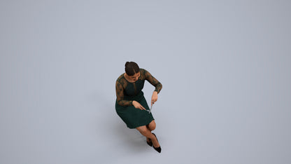 scanned 3D woman casual sitting, photogrammetry people for Enscape and V-Ray, back view render