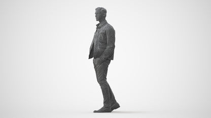 3D human model man casual walking, photogrammetry scanned person for archviz, square thumbnail