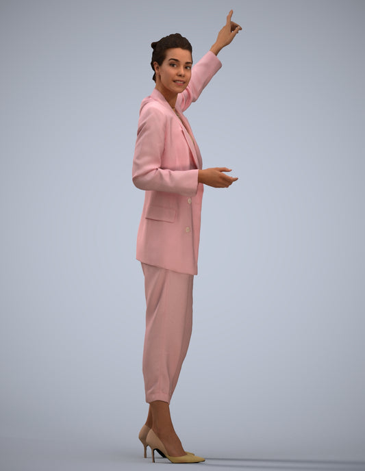 3D human model woman business, photogrammetry scanned person for archviz
