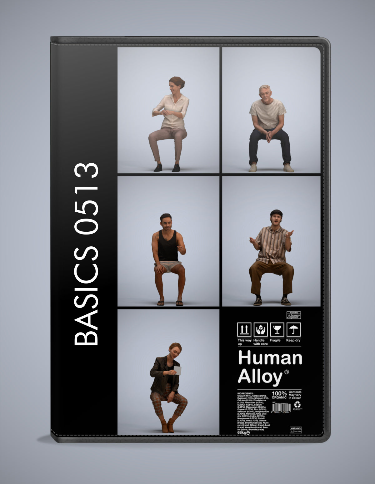 5x realistic 3D people sitting pack, scanned archviz collection for Blender and 3ds Max