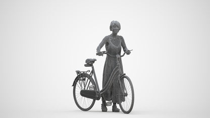 scanned 3D senior woman cycling, photogrammetry people for Enscape and V-Ray, three-quarter front view render