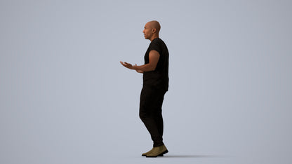 photogrammetry 3D man casual standing, realistic human model archviz FBX, three-quarter view render