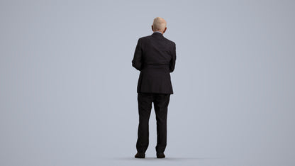 scanned 3D senior man business, photogrammetry people for Enscape and V-Ray, front view render