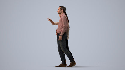 realistic 3D woman casual couple, scanned archviz people for Blender and 3ds Max, three-quarter view render