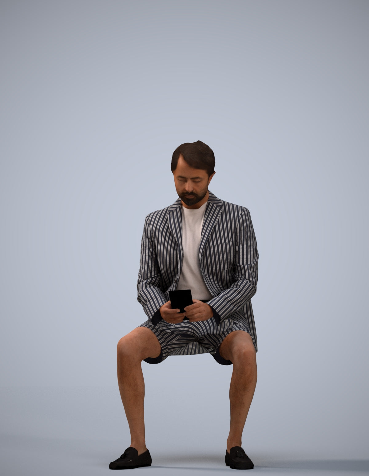 3D scanned man sitting business, photorealistic archviz people for Enscape and SketchUp