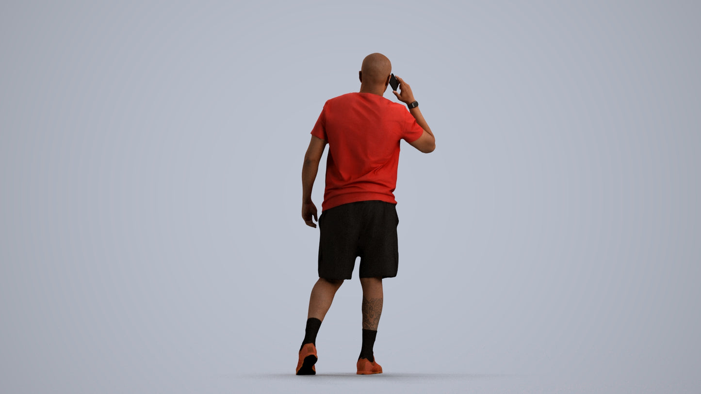 scanned 3D man sport, photogrammetry people for Enscape and V-Ray, front view render