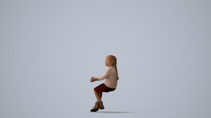 realistic 3D human girl casual kids, archviz people FBX OBJ for Blender, three-quarter view render