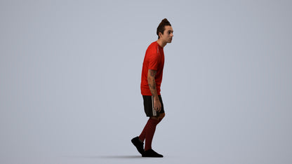3D human model man sport, photogrammetry scanned person for archviz, side view render