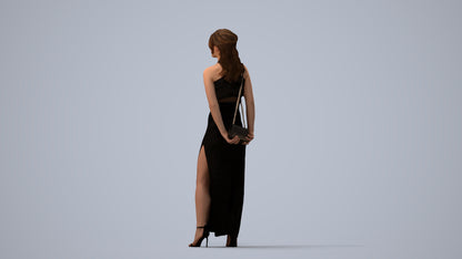 3D scanned woman formalaffairs formal, photorealistic archviz people for Enscape and SketchUp, three-quarter view render