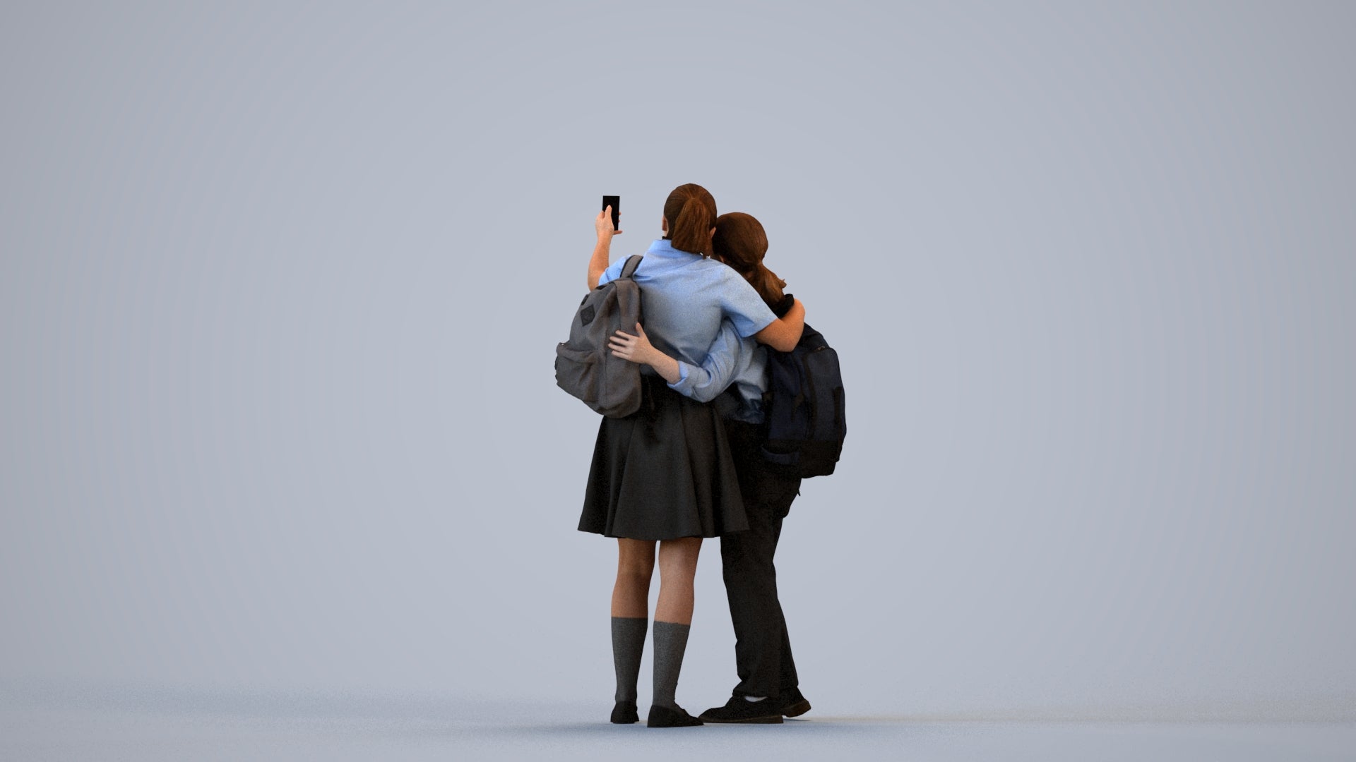 realistic 3D woman casual shopping, scanned archviz people for Blender and 3ds Max, front view render