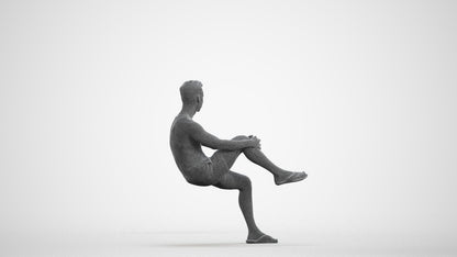 realistic 3D people man casual sitting, render-ready for V-Ray and Corona, FBX OBJ, wireframe front view