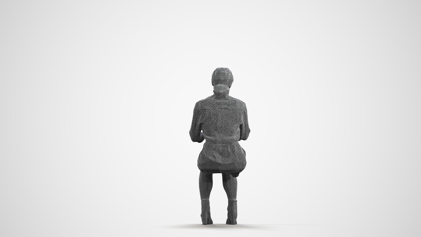 photogrammetry 3D woman casual business, realistic human model archviz FBX, wireframe front view