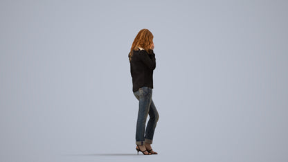 realistic 3D people woman casual walking, render-ready for V-Ray and Corona, FBX OBJ, side view render