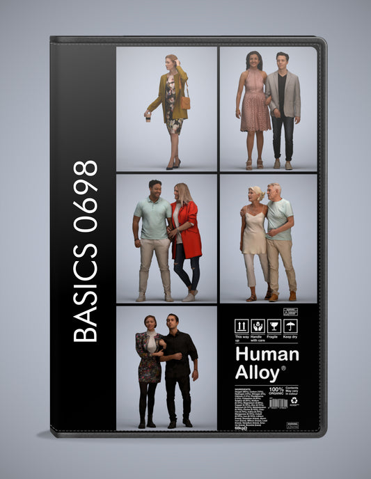 scanned 3D people couple collection, 5 photogrammetry models for Enscape and V-Ray