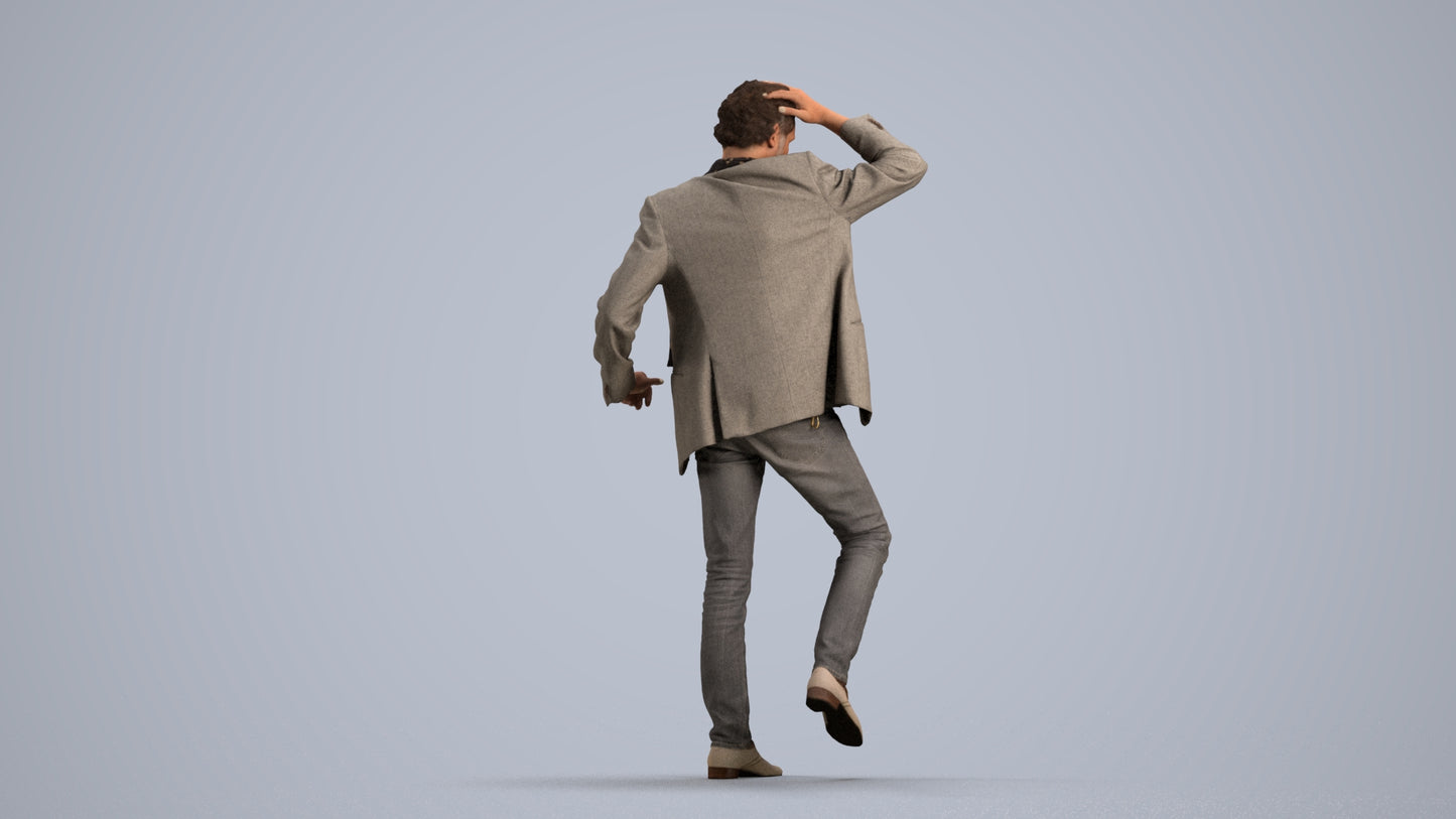 scanned 3D man business standing, photogrammetry people for Enscape and V-Ray, front view render
