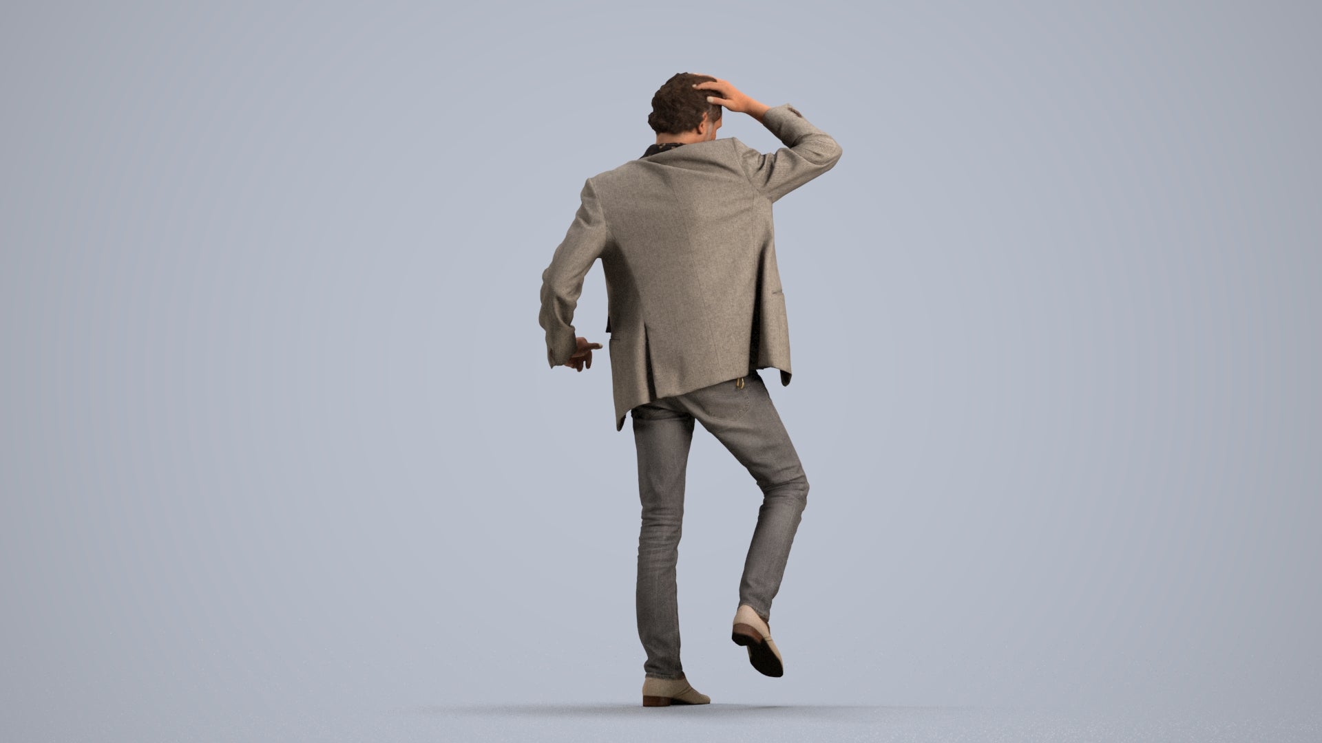 scanned 3D man business standing, photogrammetry people for Enscape and V-Ray, front view render