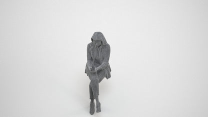 realistic 3D human woman business, archviz people FBX OBJ for Blender, wireframe three-quarter view
