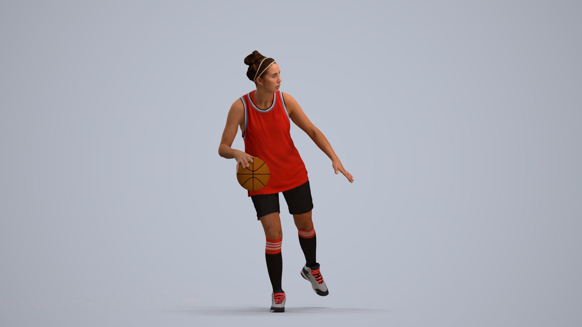 realistic 3D people woman sport, render-ready for V-Ray and Corona, FBX OBJ, standing pose render