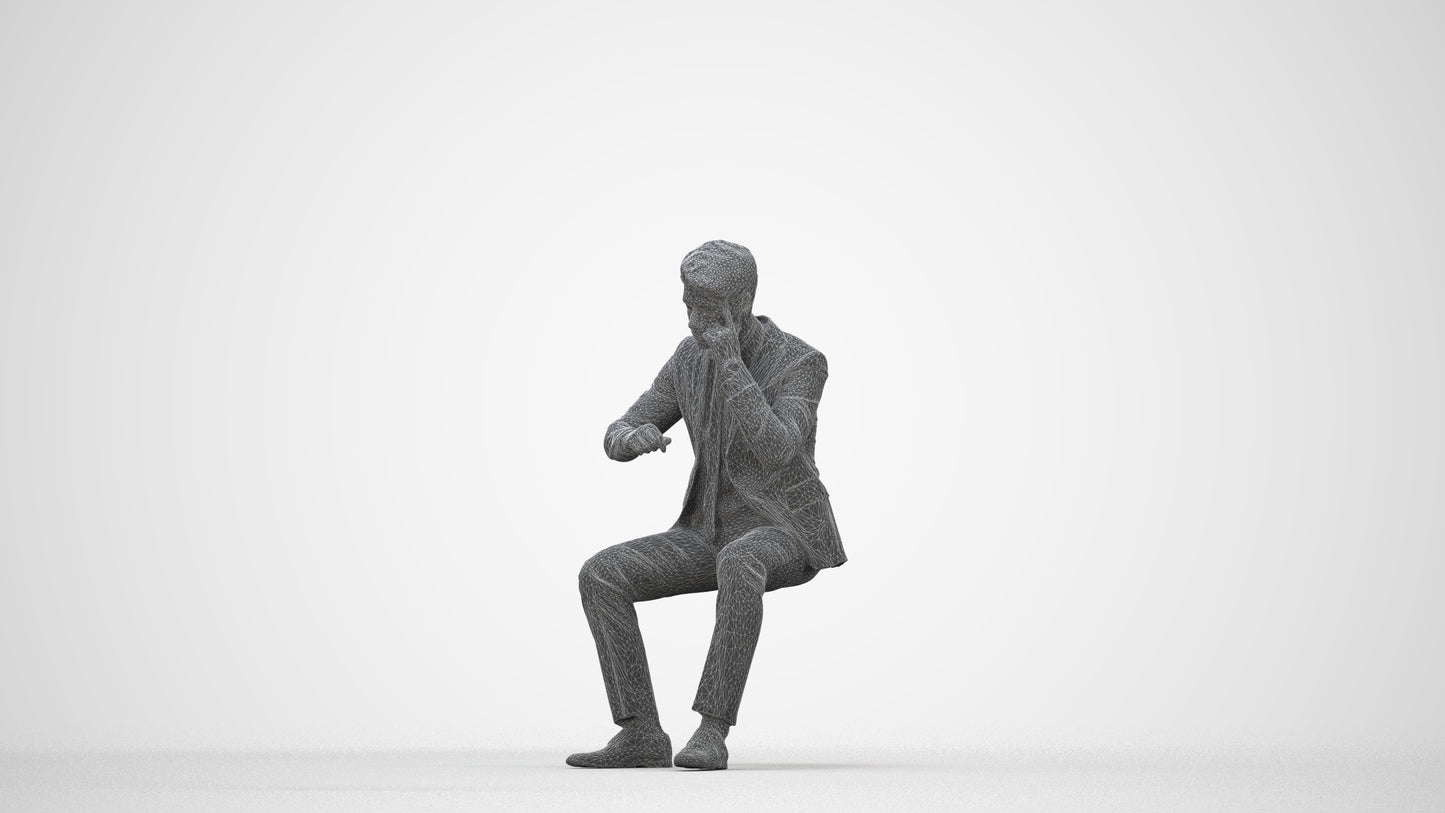 scanned 3D man business, photogrammetry people for Enscape and V-Ray, wireframe back view