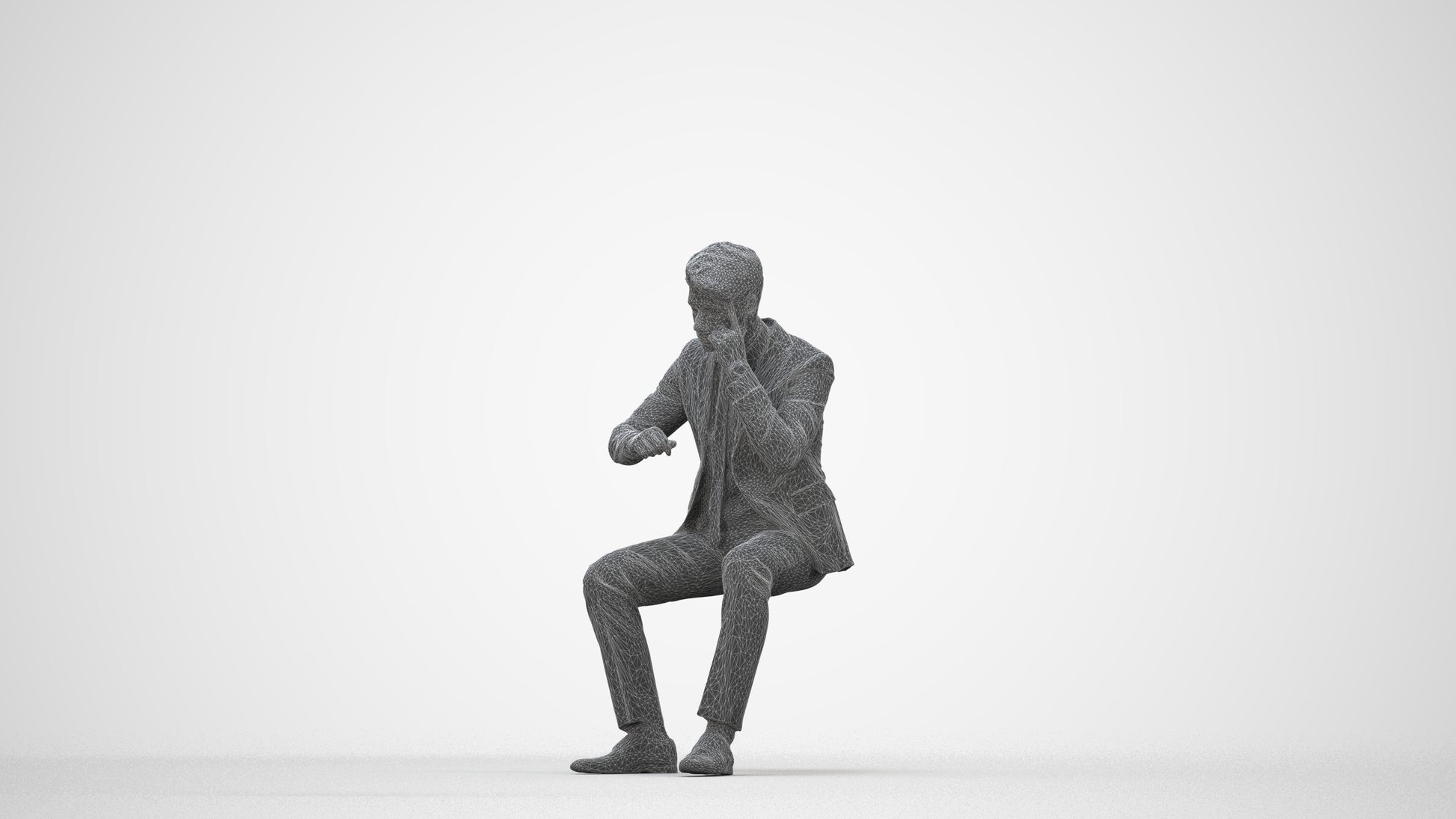 scanned 3D man business, photogrammetry people for Enscape and V-Ray, wireframe back view