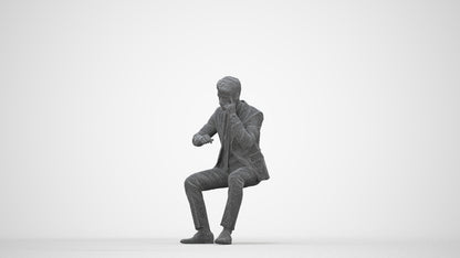 scanned 3D man business, photogrammetry people for Enscape and V-Ray, wireframe back view