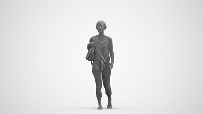 realistic 3D human senior woman walking, archviz people FBX OBJ for Blender, three-quarter front view render