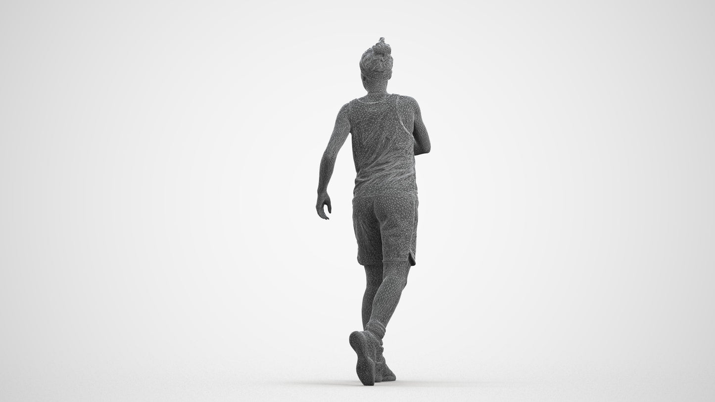 realistic 3D woman sport, scanned archviz people for Blender and 3ds Max, wireframe front view