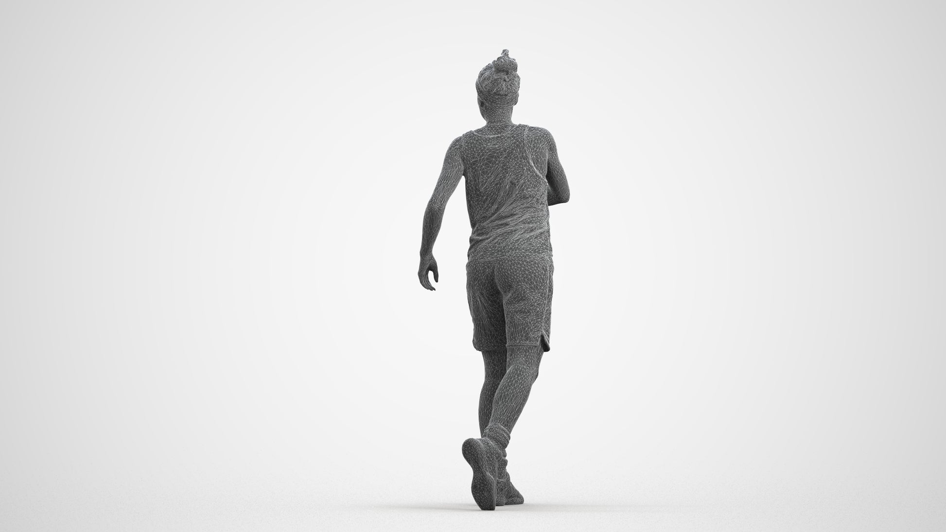 realistic 3D woman sport, scanned archviz people for Blender and 3ds Max, wireframe front view