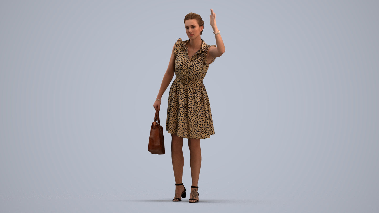 realistic 3D people woman casual standing, render-ready for V-Ray and Corona, FBX OBJ, standing pose render