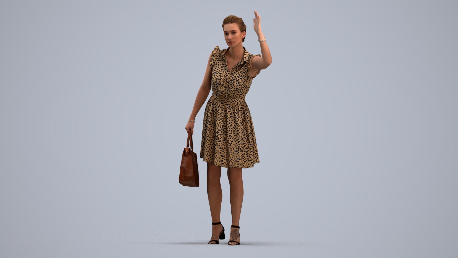 realistic 3D people woman casual standing, render-ready for V-Ray and Corona, FBX OBJ, standing pose render