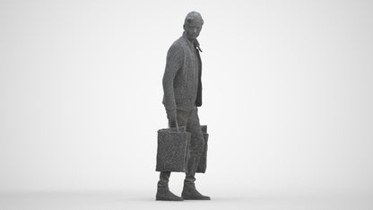 3D scanned man shopping casual, photorealistic archviz people for Enscape and SketchUp, three-quarter front view render