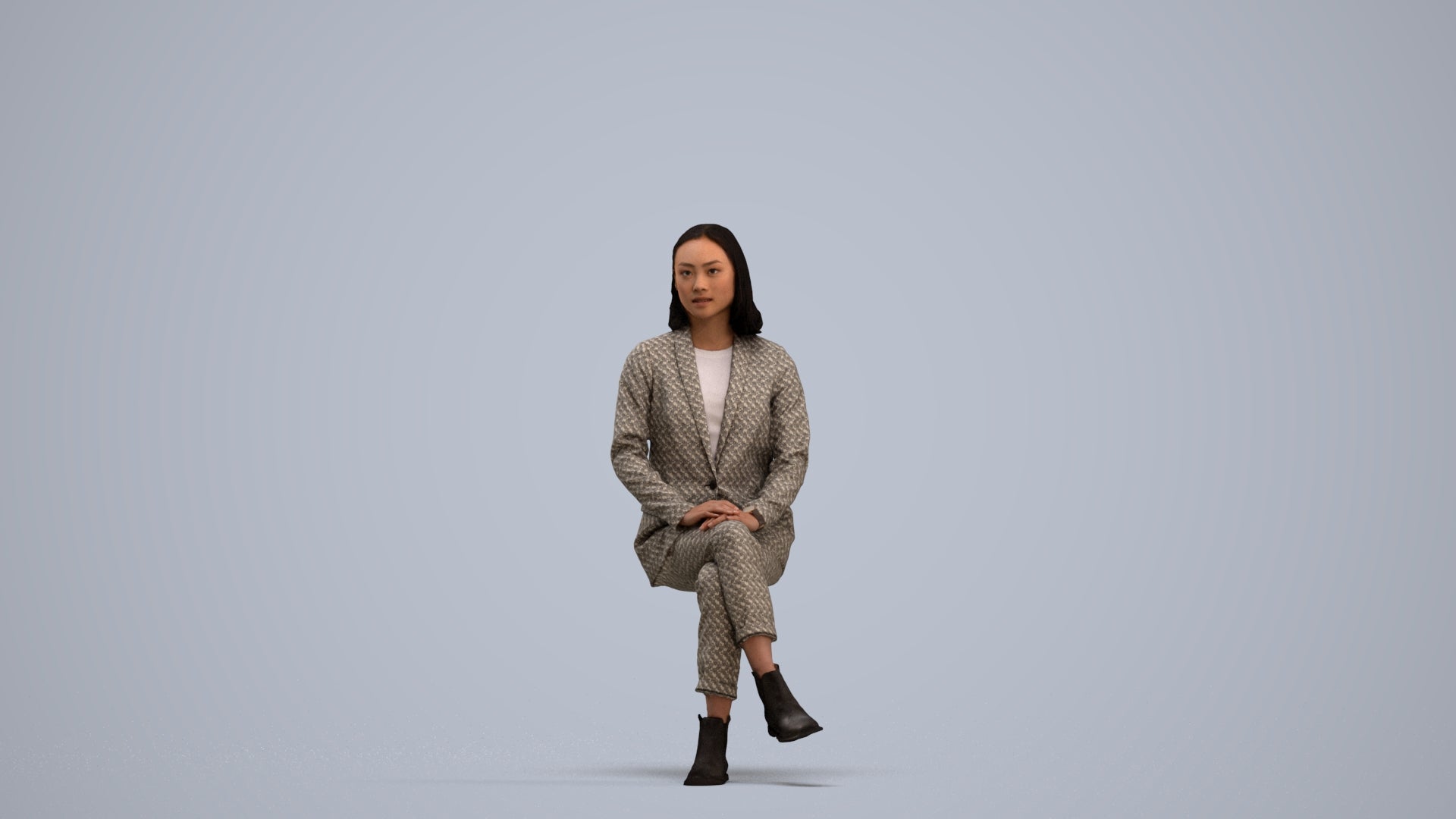 scanned 3D woman business, photogrammetry people for Enscape and V-Ray, standing pose render