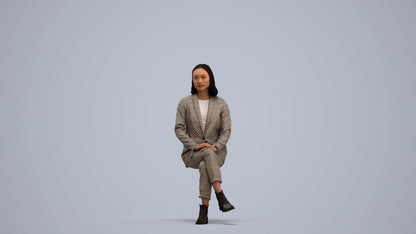 scanned 3D woman business, photogrammetry people for Enscape and V-Ray, standing pose render
