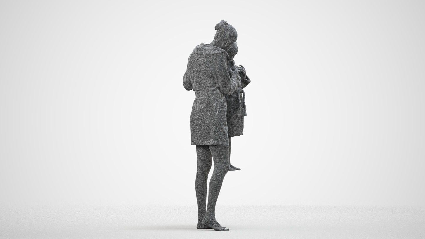 realistic 3D people girl casual kids, render-ready for V-Ray and Corona, FBX OBJ, wireframe side view