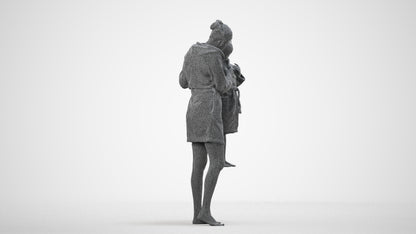realistic 3D people girl casual kids, render-ready for V-Ray and Corona, FBX OBJ, wireframe side view