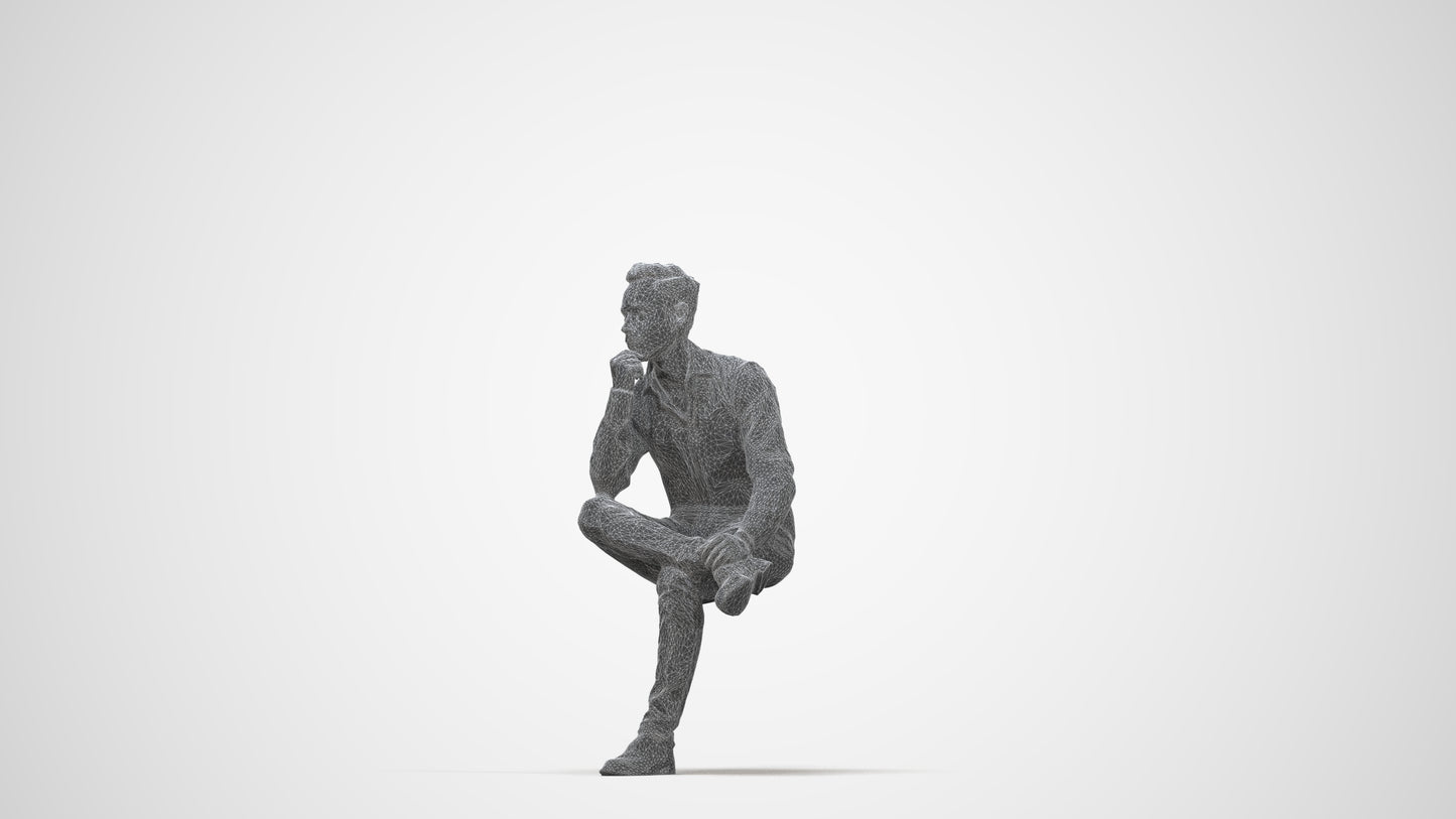 realistic 3D man business, scanned archviz people for Blender and 3ds Max, wireframe back view