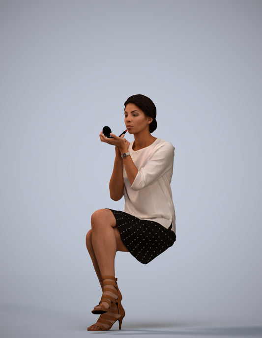 3D people model woman casual sitting, scanned human for 3ds Max rendering