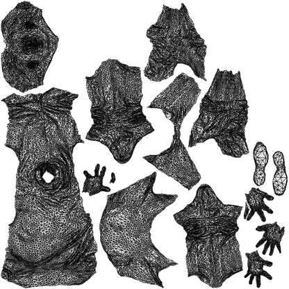 realistic 3D man casual sitting, scanned archviz people for Blender and 3ds Max, wireframe top-down view