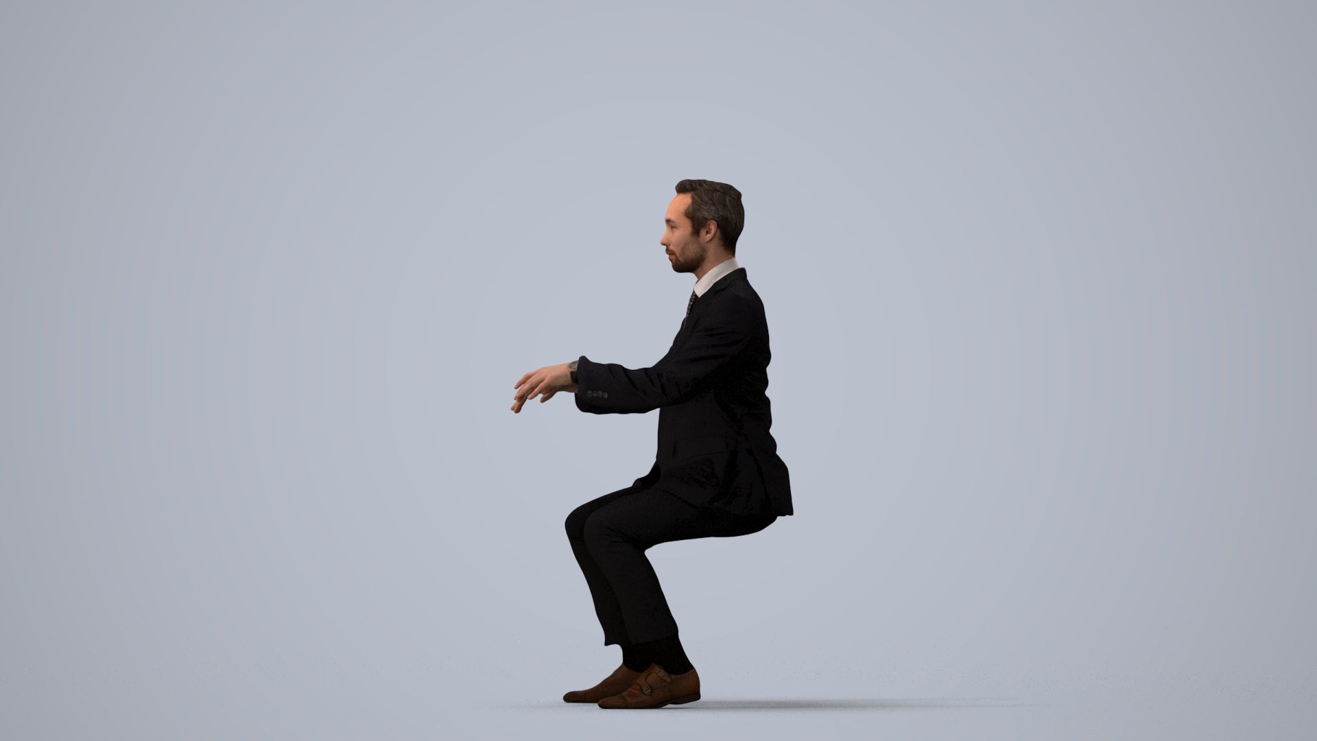 realistic 3D man formal business, scanned archviz people for Blender and 3ds Max, three-quarter view render