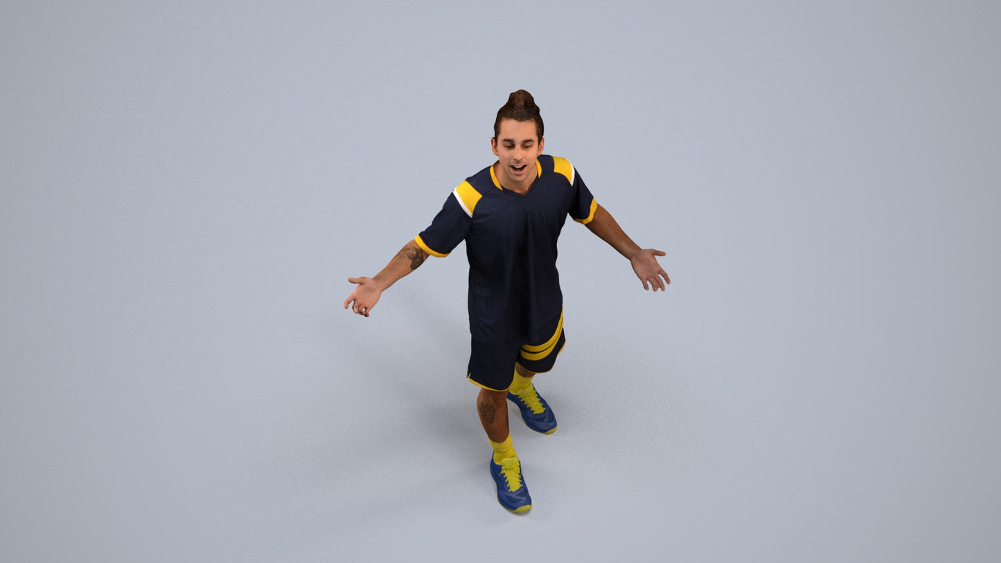 realistic 3D human man sport, archviz people FBX OBJ for Blender, back view render