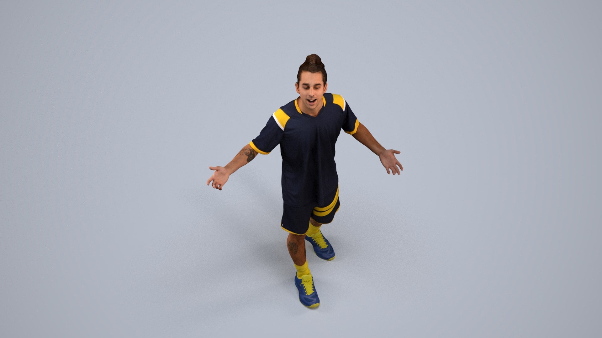 realistic 3D human man sport, archviz people FBX OBJ for Blender, back view render