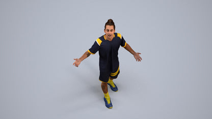 realistic 3D human man sport, archviz people FBX OBJ for Blender, back view render