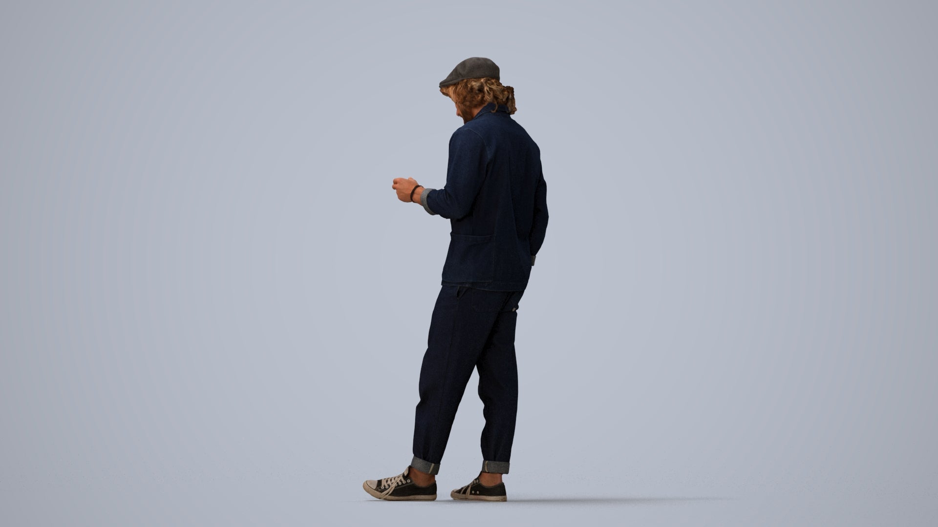 realistic 3D human man casual standing, archviz people FBX OBJ for Blender, three-quarter view render