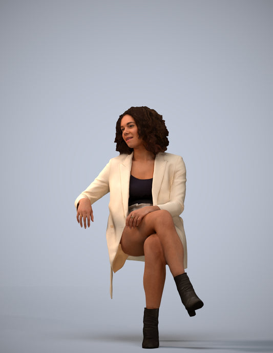 photogrammetry 3D woman business sitting, realistic human model archviz FBX