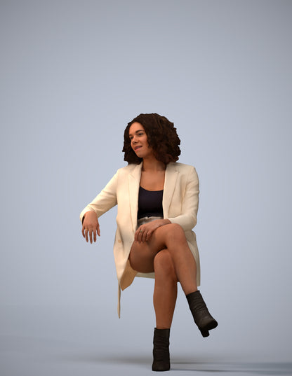 photogrammetry 3D woman business sitting, realistic human model archviz FBX