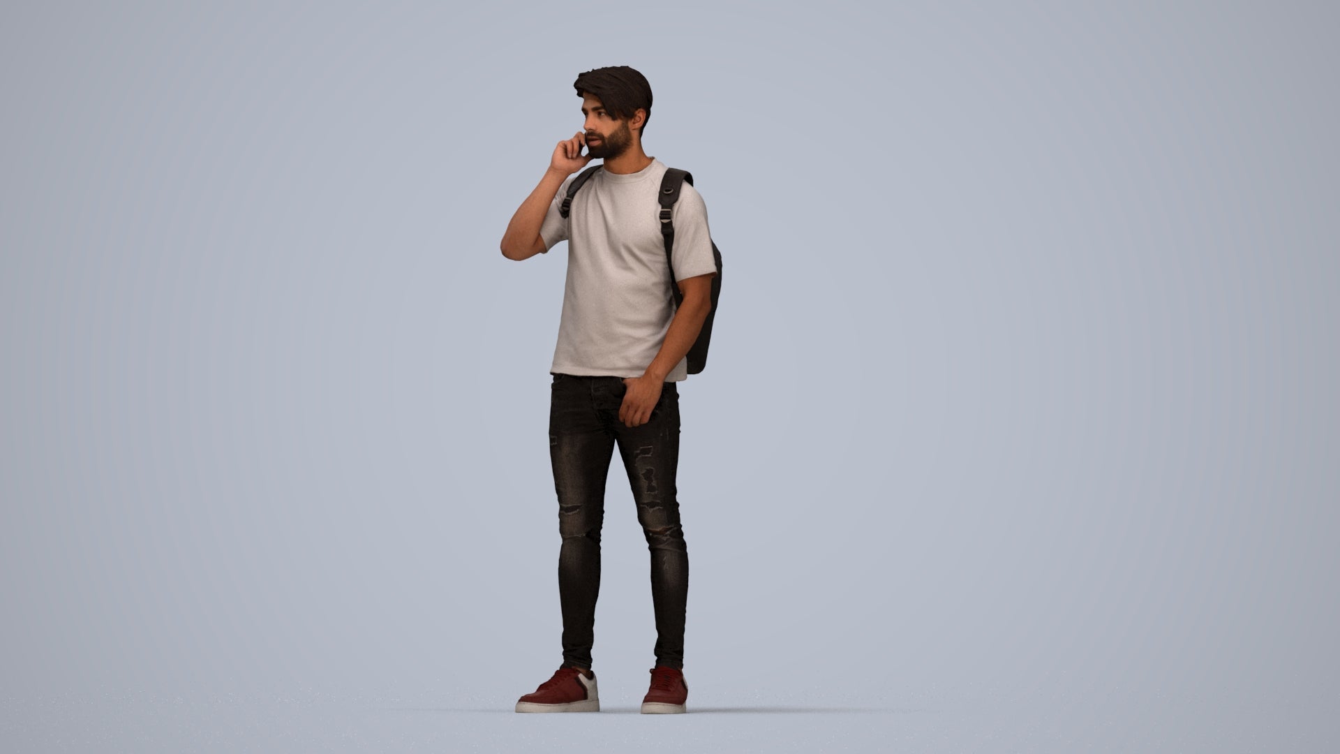 3D scanned man standing casual, photorealistic archviz people for Enscape and SketchUp, top-down view render