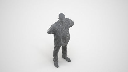 realistic 3D human man hospitality, archviz people FBX OBJ for Blender, wireframe three-quarter view