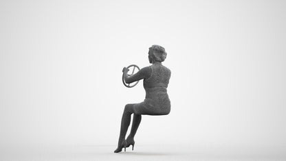 photogrammetry 3D woman casual driving, realistic human model archviz FBX, wireframe front view