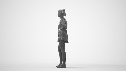 3D human model girl casual kids, photogrammetry scanned person for archviz, square thumbnail