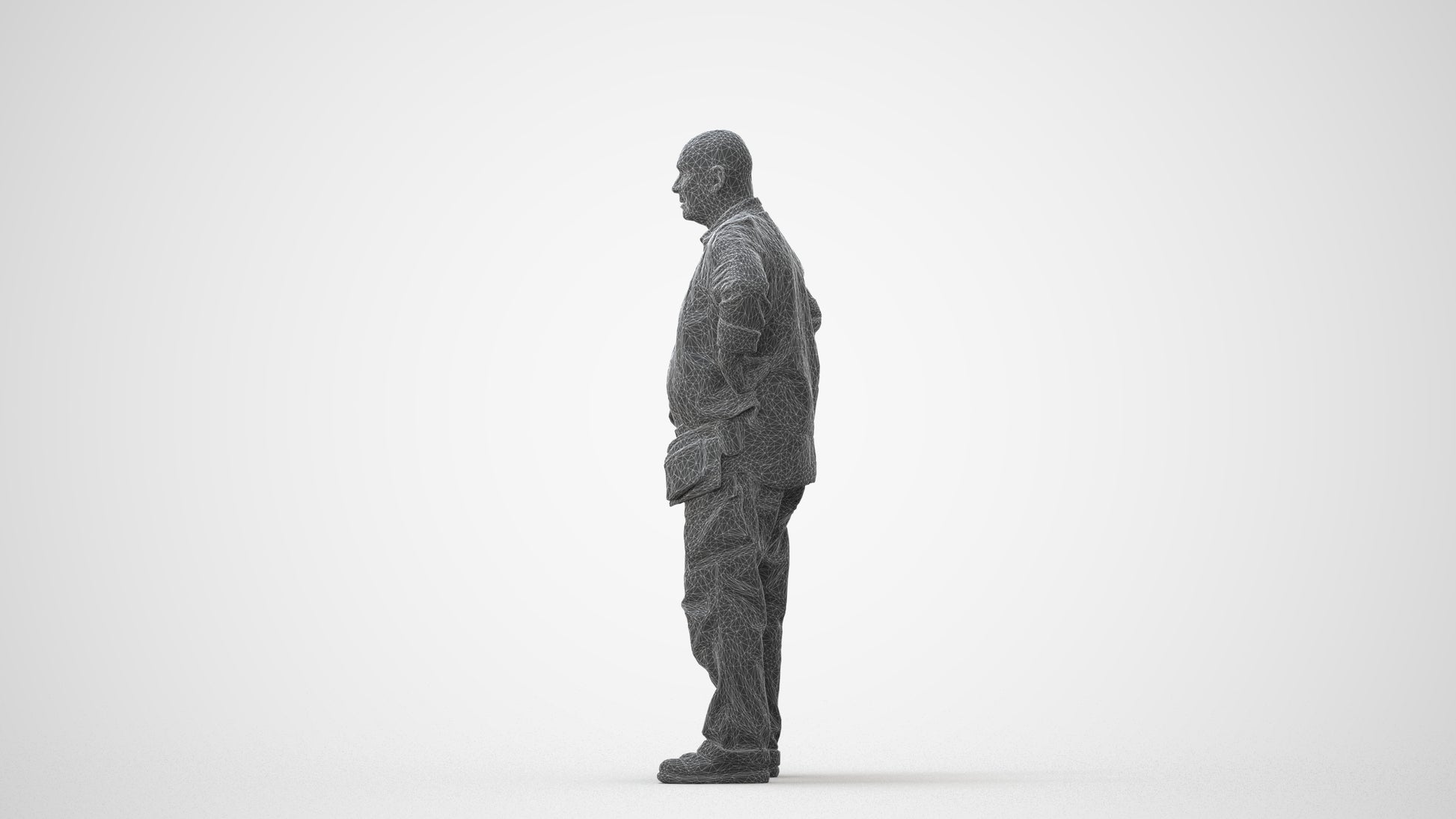 photogrammetry 3D senior man standing, realistic human model archviz FBX, square thumbnail